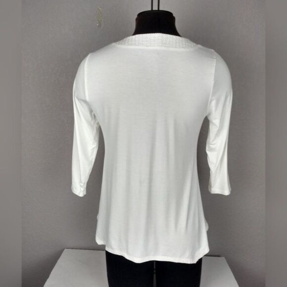 Adrianna Papell Sharkbite Hem 3/4 Sleeve Top S - Picture 2 of 10